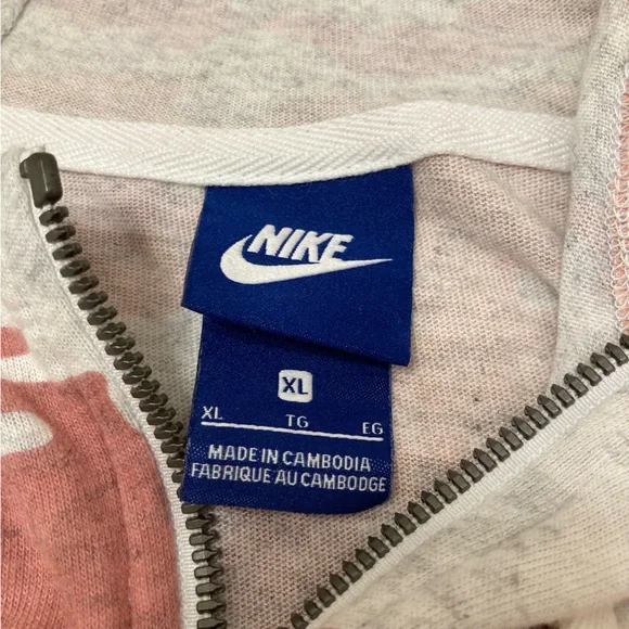 Nike Camo Zip-Up Hoodie Orange Cream Lightweight Athleisure Athletic Women’s XL - Picture 2 of 6